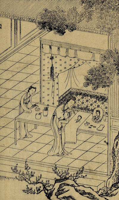 An illustration for “Peony Pavilion” from the Ming dynasty.  From the National Palace Museum via Wikipedia