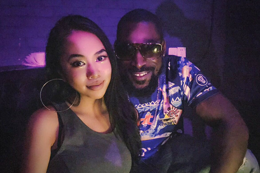 Wendell Brown (right) poses for a photo with his girlfriend, Emma Liu, on her birthday at a nightclub in Chongqing. Courtesy of Emma Liu