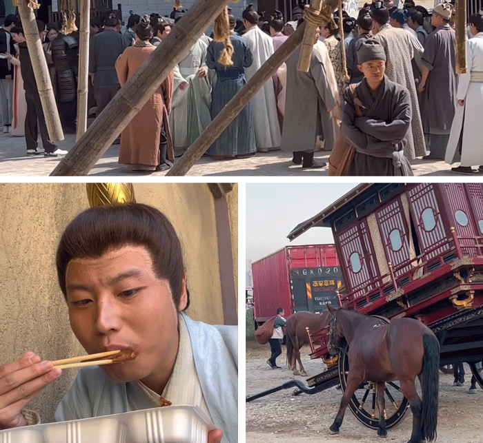 Jiang Wenhua shares snapshots of his daily routine as an extra in Hengdian, 2022. From Bilibili user @横店群众演员蒋文华
