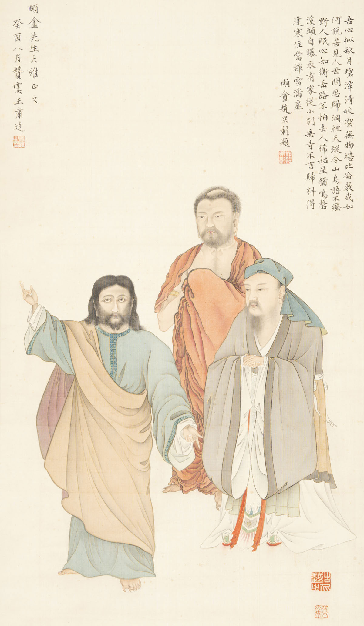 A painting of Jesus, Confucius, and Sakyamuni by Wang Suda, 1933.