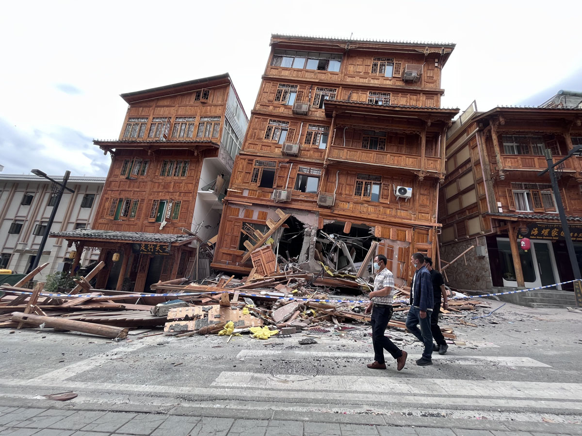 A building that collapsed due to an earthquake in Moxi Town, Sichuan province, Sept. 6, 2022. IC